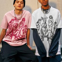 Men's T Shirts Harajuku T-Shirt Men Streetwear Funny Anime Cartoon Graphic Shirt 2023 Cotton Tshirt Oversized Tops Tees