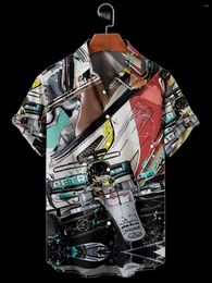 Men's Casual Shirts 2023 Car Elements 3D Digital Hawaiian Shirt Fashion Short Sleeve Printing Loose Quick Dry Top