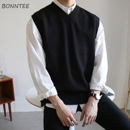 Men's Sweaters Sweater Vest Men Simple All match V neck Solid Sleeveless Male Tops Basic Cozy Korean Style Ins Leisure Knitted Plus Size M 3XL 230725