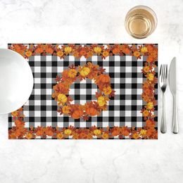 Table Mats Pumpkin Themed Napkins Halloween Linen Placemat For Various Dining Setups Ideal Home Restaurant Cafe And More