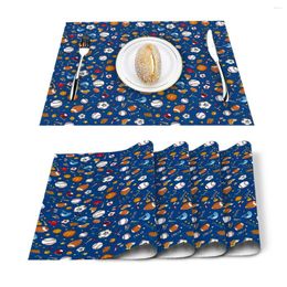 Table Runner 4/6pcs Set Mats Rugby Football And Basketball Cartoon Napkin Kitchen Accessories Home Party Decorative Placemats