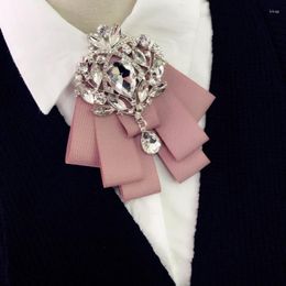 Bow Ties Fashion Men Women Ribbon Tie Rhinestone Crystal Brooch Pin Luxury Wedding Adjustable Bowties Formal Party Handmade Necktie