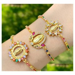 Arts And Crafts Virgin Mary Bracelets For Women Crystal Pendant Gold Christian Jewellery Virgen De Guadalupe Gc104 Drop Delivery Home Ga Dhtib