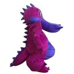 2018 Discount factory Big Purple Dragon Mascot Costume Fancy Dress Adult Size234F