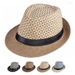 Berets Summer Men Fedoras Hat Women's Sunscreen Small Straw Jazz Gentleman Outdoor Beach Travel Panama Topper