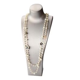 Beaded Necklaces High Quality Women Long Pendants Layered Pearl Necklace Collares De Moda Number 5 Flower Party Jewellery Gd290 Drop Del Dhpmm