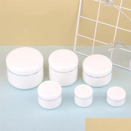 Packing Bottles 20/30/50/100/150/200G White Plastic Bottle Refillable Container With Lid Empty Cosmetic Jars Storage Containers Drop D Othze