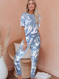 Women's Two Piece Pants Fashion Set For Women Tracksuit 2023 Summer Clothing Tie Dye Tee Top And Suit Casual 2 Pieces Outfits Woman Sets