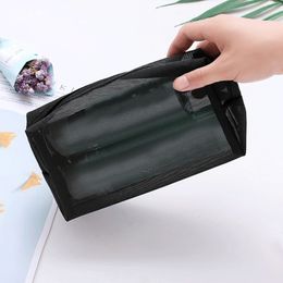 Black Transparent Mesh Cosmetic Bag Makeup Bag Bath Organiser Travel Toiletry Wash Make Up Bags Storage Pouch Beauty Kit Case