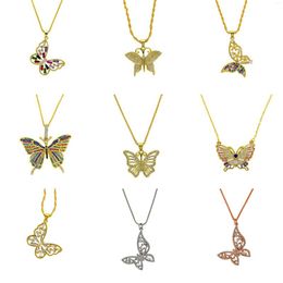 Pendant Necklaces 2pcs Korean Fashion Cute Butterfly Women Necklace Golden Colour Statement Jewellery Gift Wholesale Drop