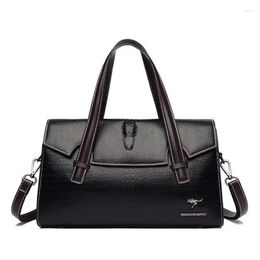 Evening Bags Women's Stone Pattern Top-Handle Handbag 2023 Big Capacity Luxury Designer Shoulder Crossbody Quality Leather Sac A Main D1