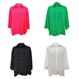 Women's Blouses Casual Oversized Button Down Shirts For Women Solid Colour Long Sleeve Blouse Shirt Tunics Top Split Boyfriend Tops