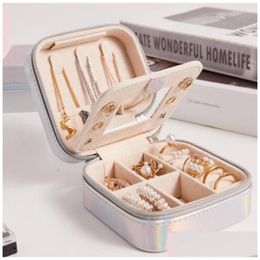 Jewelry Boxes Portable Travel Box Pu Leather Storage Organizer Case Double Layer Small For Necklace Ring Bracelet Lipstick Drop Delive Otuf1