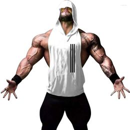 Men's Tank Tops Fashion Sports Casual Fitness Vest Cotton Sleeveless Hoodie Training Clothing Hooded