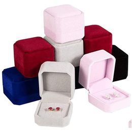 Jewelry Boxes Square Ring Retail Box Jewellery Earring Holder Protable Storage Cases Gift Packing For Drop Delivery Packaging Display Ot3Mo