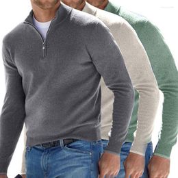 Men's Sweaters Casual V-neck Male Blouse Winter Long Slve Sweatshirts Hoodies Solid Colour Zipper Pullover Slim For Men Warm Tops