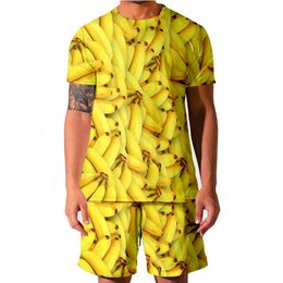 Men's Tracksuits Casual Outfit Fruit Banana Style Sets Summer Beach Short Sleeve Set Male Fashion Oneck Tshirt Shorts Suit Tracksuit 230725