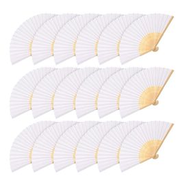 Decorative Objects Figurines 2080PCS White Foldable Paper Fan Portable Chinese Bamboo Fans Wedding Gifts For Guest Birthday Party Decoration Kids Painting 230725