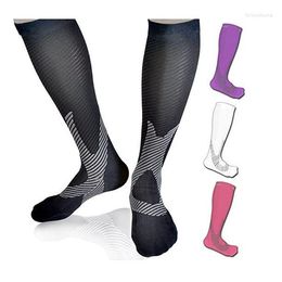 Sports Socks Unisex Compression Stockings Pressure Nylon Varicose Vein Stocking Knee High Leg Support Stretch Circulation