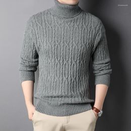 Men's Sweaters Top Grade Warm Autum Winter Fashion Brand Pullover Knit Turtleneck Sweater Men Preppy Solid Colour Casual Mens Clothing 2023