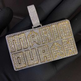 Drop Shipping Custom Made Hip Hop Vvs Moissanite Diamond Iced Out Pendant Jewelry