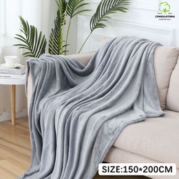 Blanket Soft Warm Coral Fleece Flannel for Beds Faux Fur Mink Throw Solid Colour Sofa Cover Bedspread Winter Plaids 230725