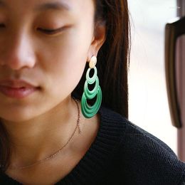 Dangle Earrings 2023 Trendy Ins Odd For Women Cute Fashion Circle Acrylic Geometry Jewellery Alloy Lacquer Hollow Simple Gifts