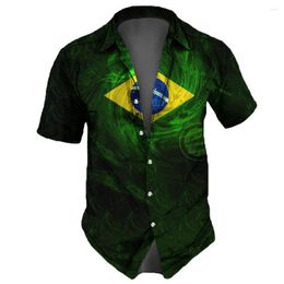 Men's Casual Shirts 2023 Shirt Brazilian Flag 3d Print Loose Oversized-Shirt Daily Clothing Hawaiian Sweatshirt Street Fashion Top Tees