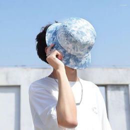 Berets South Korea Two-sided Wearing Tie Dye Fisherman Hat Women Spring And Summer Tide Men Versatile Sun Block Street Basin