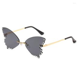 Sunglasses Vintage Rimless Butterfly Shape Streetwear Women Luxury Funny Pink Sun Glasses Shades UV400 2023 Brand Designer SG031