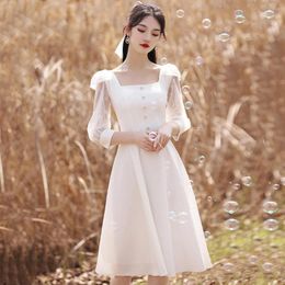 Ethnic Clothing French Light Wedding Dress Women's White Engagement Women Can Wear Spring And Autumn Party Dresses At Ordinary Times