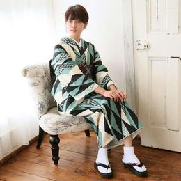 Ethnic Clothing Japanese Kimono Cosplay Traditional Cotton Bathrobes Japan Geometric Patterns Yukata Women Bath Robe Sleepwear D9013