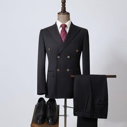 Men's Suits Double-Breasted Striped Gentleman Suit -High-End Tailored Elegance -3 Styles Fits Big And Tall Mens