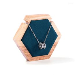Jewelry Pouches Fashionable High-End Wood Display Rack Women'S Necklace Stand Hexagonal Dark Green