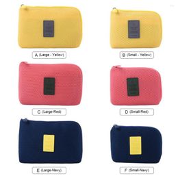 Storage Bags Charging Data Cable Battery Bank Soft Organiser Zipper Closure Pouches Cellphone Accessories Pink L