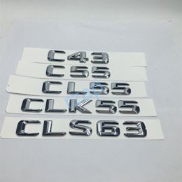 Car Rear Trunk Emblem Badge Chrome Letters Sticker For Mercedes Benz AMG C CLK CLS Class C43 C55 CL55 CLK55 CLS63264h