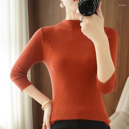 Women's Sweaters Spring Summer Sweater Half Turtleneck Three-Quarter Sleeve Knitted Pullover Thin Short-Sleeved Slim Fit