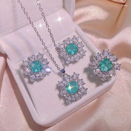 Necklace Earrings Set Fashion Flower Cubic Zirconia Jewellery Sets For Women High Quality And Rings Luxury Wedding Jewellery