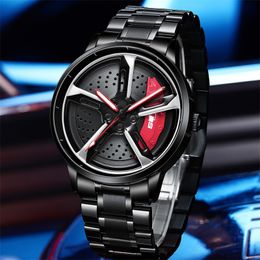 Other Watches Original 3D Real Man Waterproof Watch Car Rim Quartz Men s Sports For Men Clock Mens Spinning 230725