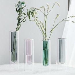 Vases Nordic Decorative Vase Transparent Glass Decor Terrarium Hydroponic Bedroom Modern Glam Home 230725