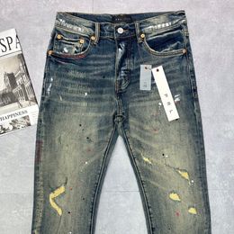 Jeans Roxo Designer Jeans Para Homens Marca Pant Men Baggy Denim Tears European Jean Hombre Mens Calças Calças Motociclista Bordado CJD2307263
