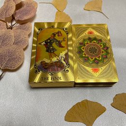 Outdoor Games Activities High Quality Golden Tarot Deck 12x7 for Beginners with Paper Guidebook Classic Divination Cards English Version 230725