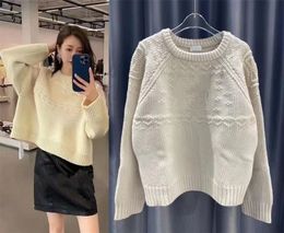 2023 autumn and winter three-dimensional crocheted pullover loose women's crochet knit se high-quality wool sweater knit polo womens long sleeve hollow out fabric