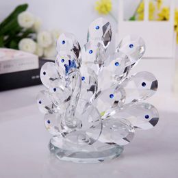 Decorative Objects Figurines 1 pcs Crystal Peacock Figurine Luxury Crystals Ornament Paperweight Home Decoration Collectible Animal DIY Craft Gift 230725