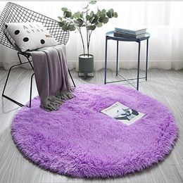 Carpet Plush Round Modern Living Room Decor Tiedye Gradient Colour Fluffy Mat Children Bedside Floor Rug Bay Window Cushion 230725