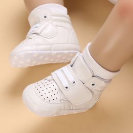 First Walkers Baby Fashion Sneakers Shoes Boys Girls Solid Lace Up High Toddlers Non Slip 230726
