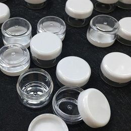 100pcs 2g 3g 5g 10g 15g 20g Plastic Clear Cosmetic Jars Container White Lid Lotion Bottle Vials Face Cream Sample Pots Gel Boxes255P