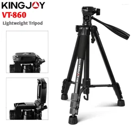 Tripods KINGJOY DSLR Tripod Professional Aluminium Camera Stand Travel Portable Video Phone And Projector Holder With Pan Head VT-860