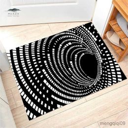 Carpets 3D Illusion Carpet Entrance Door Bedroom Mat Abstract Geometric Optical Doormat Non-slip Living Room Decor Rugs Felpudo R230726