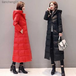 Jacket Duck Winter Down Woman Hooded Red Long Coat Plus Size Down Coats Women Parkas Chaquetas Invierno Mujer KJ470 s L230619